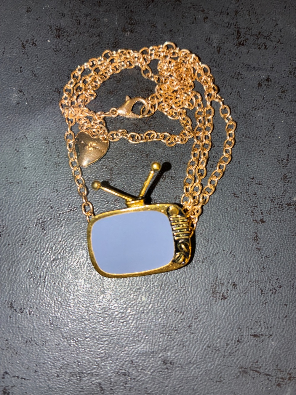 TV Pendant Necklace with Gray Tv Screen. Necklace and Brooch in one.Remove Chain